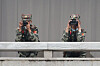 North Korean soldiers monitor the Joint Security Area on the inter-Korean border on April 16. [JOINT PRESS CORPS]