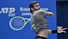 Italy’s Matteo Berrettini returns a shot against Spain’s Jaume Munar in their men’s singles round-of-32 match at the ATP Japan Open in Tokyo on Sept. 24. [AFP/YONHAP]