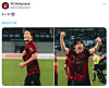 Cho Gue-sung, left, and Lee Han-beom celebrate their goals in images posted on the official FC Midtjylland X account on Sunday. [SCREEN CAPTURE]