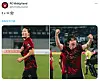 Cho Gue-sung, left, and Lee Han-beom celebrate their goals in images posted on the official FC Midtjylland X account on Sunday. [SCREEN CAPTURE]