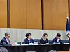 WASHINGTON— Justin (second from left), a North Korean defector, speaks about the dire human rights situation in North Korea during the “Public Session with Survivors of North Korean Human Rights Abuses” held at the U.S. Department of State in Washington, D.C., on Oct. 18, 2024. [YONHAP]