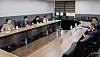 International Atomic Energy Agency (IAEA) chief Rafael Mariano Grossi meets with Yoo Guk-hee, head of the Nuclear Safety and Security Commission (NSSC), at the government complex in Seoul on Saturday. [NSSC]