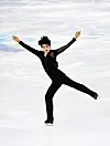 Cha Jun-hwan performs during the men's single skating short program at Capital Indoor Stadium in Beijing on Tuesday. [XINHUA/YONHAP]