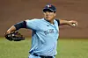 Ryu Hyun-Jin of the Toronto Blue Jays pitches to the Tampa Bay Rays during the first inning of Game 2 of the MLB Wild Card series on Sept. 30, 2020. [AP/YONHAP]