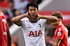 Tottenham Hotspur's striker Son Heung-min reacts to a missed chance during the match between Nottingham Forest and Tottenham Hotspur at The City Ground in Nottingham, central England, on Sunday. [AFP/YONHAP]