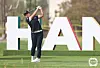 Hong Jung-min tees off on the first hole during the first round of the Hana Financial Group Championship on Thursday at Bear's Best Cheongna in Cheongna, Incheon. [KLPGA]