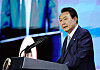 President Yoon Suk Yeol gives a speech at the opening ceremony of the 56th Asia Development Bank meeting held in Incheon on Wednesday. [YONHAP]