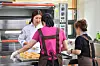 North Korean defectors learn how to make castella cakes from a South Korean pastry chef at Hanawon on Monday. [JOINT PRESS CORPS]