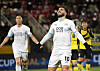 Daegu FC's Bruno Lamas celebrates after scoring a penalty in the first leg of the FA Cup final against the Jeonnam Dragons at Gwangyang Football Stadium in Gwangyang, South Jeolla on Wednesday.