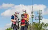 Engineers fromSK ons, SK Telecom subsidiary, inspect repeater facilities installed in Paju, Gyeonggi. [SK TELECOM]