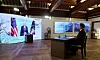 Korea's President Moon Jae-in holds a video conference with U.S. President Joe Biden for the Leaders Summit on Climate last month. [JOINT PRESS CORPS]