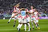 Croatia's Josko Gvardiol is congratulated after scoring his side's opening goal during the World Cup third-place playoff match between Croatia and Morocco at Khalifa International Stadium in Doha, Qatar, on Saturday. [AP/YONHAP]