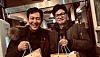 'Squid Game' (2021) actor Lee Jung-jae, left, and Justice Minister Han Dong-hoon pose for a photo after eating together at a restaurant in Seocho District, southern Seoul, on Sunday. [SCREEN CAPTURE]