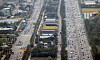 Cars line the Gyeongbu Expressway Tuesday, a day ahead of the five-day Chuseok holiday, in an image captured from a police helicopter. [YONHAP]