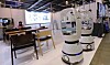Serving robots serve drinks at a 24-hour unmanned smart robot cafe at Korea Metal Week 2020 held at Kintex in Goyang, Gyeonggi, on Wednesday. The exhibition will last until Saturday, showing off a broad range of innovative ideas for industrial applications. [YONHAP]