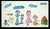 A picture which director Lee drew as a child: Boys with short hair wear pants and are colored in blue, while girls with long hair wear pink dresses. [STUDIO PADONG]