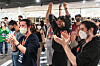 Participants of the ″D.Day X D.Camp All Star″ demo day cheer as winners of the event are announced on Nov. 24, at the Front1 building in central Seoul. [D.CAMP]