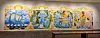 A collection of four paintings by Nam Jin-u, from left, “Guardians of Eden,″ “The Earthly Paradise,″ “Destroyer / Protector” and “Monsters from such a Cruel Sea” [DEEPTI NAIR]