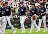 The Doosan Bears celebrate after beating the Kia Tigers 8-3 at Gwangju Kia Champions Field in Gwangju on Sunday. [YONHAP]