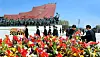 North Koreans visit Mansu Hill in Pyongyang Thursday to lay floral baskets and bouquets to mark the 109th birthday anniversary of late founder Kim Il Sung, or the Day of the Sun, the country’s largest national holiday, in a photograph released by the state-run Rodong Sinmun. [YONHAP]