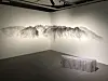 Soyun Jung's “Someone Is Praying for You” (2021), on the wall, and Pao Hui Kao's ″Urushi Paper Pleats Bench″ (2021) [SHIN MIN-HEE]