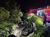 A car overturned in Seongsan-eup, Seogwipo on Jeju Island on Tuesday. [JEJU FIRE SAFETY HEADQUATERS]