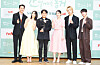 From left, actors Jang Ki-yong, Lee Hye-ri, director Nam Sung-woo, actors Kang Han-na, Kim Do-wan and Bae In-hyuk pose during Wednesday’s press conference for the tvN romantic comedy series “My Roommate is a Gumiho,” which aired its first episode on the same day. A ‘gumiho’ is a legendary nine-tailed fox creature in Korean folklore, which usually takes the form of a beautiful woman and hunts men. But in this series, the gumiho is a 999-year-old man who ends up living with a woman born in 1999. [TVN]