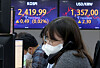 Electronic display boards at Hana Bank in central Seoul show stock and foreign exchange markets on Tuesday morning. [YONHAP]