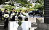 Korean President Yoon Suk Yeol, center left, and Japanese Prime Minister Fumio Kishida, center right, accompanied by first ladies Kim Keon-hee and Yuko Kishida, pay respects in front of a cenotaph for Korean victims of the 1945 Hiroshima atomic bombing at the Hiroshima Peace Memorial Park in Japan on Sunday. [JOINT PRESS CORPS]