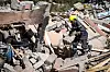 A rescue worker searches for survivors in the rubble of destroyed houses in Talat-n-Ya'qoub, Al-Haouz province, on Sept. 11, 2023. [AFP/YONHAP]