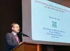 Professor Oh Sei-kwan of the Department of Molecular Medicine at Ewha Womans University gives a presentation during the 13th International Symposium on Ginseng at the Lotte Hotel Seoul in Jung District, central Seoul, on Tuesday. [KOREAN SOCIETY OF GINSENG]