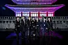 This photo, provided by Big Hit Entertainment on Sept. 29, 2020, shows K-pop group BTS posing for a photo in front of Geunjeongjeon Hall of Gyeongbok Palace in Seoul, South Korea, where the band filmed a performance for the 'BTS Week' special on NBC's 'The Tonight Show Starring Jimmy Fallon' in the United States. [BIG HIT ENTERTAINMENT]