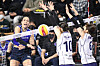 Daly Santana Morales, left, in action in a V League game between Hwaseong IBK Altos and Gimcheon Korea Expressway Corporation Hi-Pass at Hwaseong Gymnasium in Hwaseong, Gyeonggi on Jan. 17. [YONHAP]