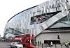 A banner promoting travel to Korea hangs outside Tottenham Hotspur Stadium during the Premier League match between Tottenham Hotspur and Leicester City on Sunday in London. [TOTTENHAM HOTSPUR]