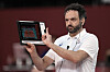 Head coach Stefano Lavarini reacts as Korea plays Serbia during the bronze medal match in women's volleyball at the 2020 Summer Olympics on Aug. 8 in Tokyo, Japan. [AP/YONHAP]