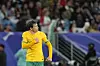 Australia's Graig Goodwin celebrates after scoring the opening goal during the Asian Cup quarterfinal between Australia and Korea at Al Janoub Stadium in Al Wakrah, Qatar on Friday [AP/YONHAP]