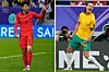 Korea captain Son Heung-min, left, and Australia top scorer Jackson Irvine [AP/YONHAP]