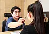 Cho Yong-kee, head doctor at the Lavian Plastic Surgery Clinic in Gangnam District, southern Seoul, explains plastic surgery procedure to a patient on Aug. 12, 2021. [JOONGANG PHOTO]