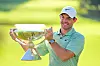 Northern Ireland’s Rory McIlroy poses with the trophy after winning the Tour Championship at East Lake Golf Club on Sunday in Atlanta, Georgia. [USA TODAY/YONHAP]