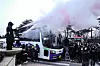 Protestors block the entrance of the SKY72 Golf & Resort on Yeongjong Island in Incheon on Tuesday morning by spraying fire extinguishers, refusing to return the land to the Incheon International Airport Corporation. [JOINT PRESS CORPS]