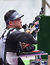 Park Jin-ho prepares for his next shot at Asaka Shooting Range. [YONHAP]