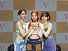 Girl group Viviz, comprised of three former members of GFriend, poses during a showcase event for its new EP 'Summer Vibe' at Yes24 Live Hall in eastern Seoul on Wednesday. From left: SinB, Umji and Eunha [BIG PLANET MADE]