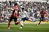 Tottenham Hotspur's Son Heung-min scores his side's first goal against Bournemouth in a Premier League match at Tottenham Hotspur Stadium in London on Saturday. [REUTERS/YONHAP]