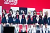 Girl group UNIS poses for photos during a showcase on April 15 at Yes24 Live Hall in eastern Seoul for the release of its second EP, ″Swicy.” [DANIELA GONZALEZ PEREZ]