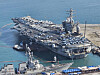 The USS Nimitz aircraft carrier arrives at a naval base in Busan on March 28 ahead of a joint naval exercise between South Korea and the United States. [NEWS1]