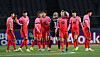 The Korean women's national football team reacts after losing 2-0 to New Zealand in a friendly at Goyang Stadium in Gyeonggi on Tuesday. [YONHAP]