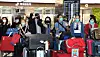 A group of 20 tourists from Singapore arrives at Jeju International Airport on Thursday. They are the first group of Singaporean tourists landing on Jeju Island following a travel bubble agreement between Korea and the country. People from Singapore who enter Korea are exempt from quarantine starting from Nov. 15 if they prove they are fully vaccinated and submit a negative Covid-19 polymerase chain reaction test. [NEWS1]