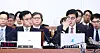 Minister of Economy and Finance Choi Sang-mok, left, and Bank of Korea Gov. Rhee Chang-yong attend a parliamentary inquiry at the National Assembly in western Seoul on Dec. 17. [NEWS1]