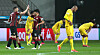 Gwangju FC players, in yellow, walk off the pitch after losing to FC Seoul 0-1 at Seoul World Cup Stadium on May 17. [YONHAP]