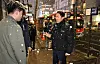 Seoul Mayor Oh Se-hoon, right, visits the intercity bus stop area located at Myeong-dong in downtown Seoul on Saturday after the city government's installation of bus stop signs in the area caused traffic chaos. [SEOUL METROPOLITAN GOVERNMENT]